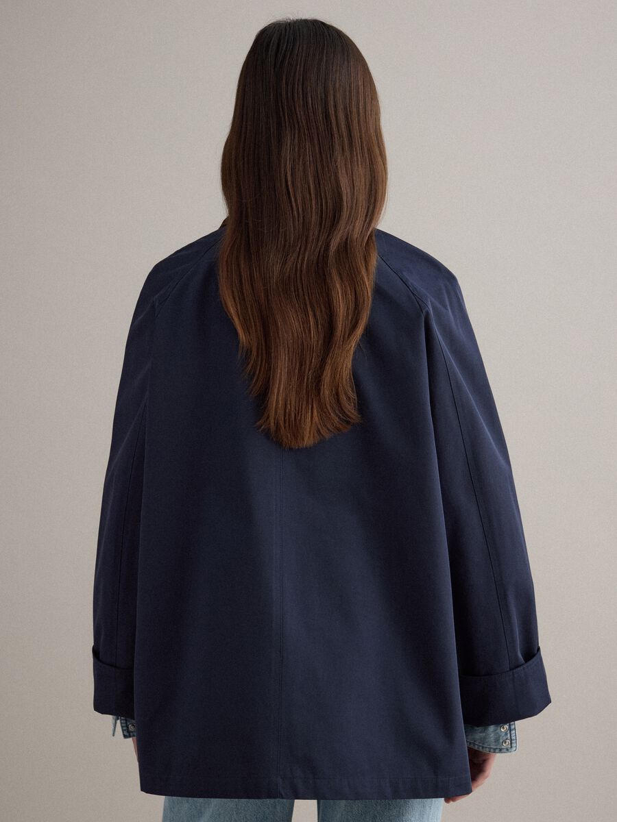 Blue cotton-blend jacket regular fit with contrasting collar_2