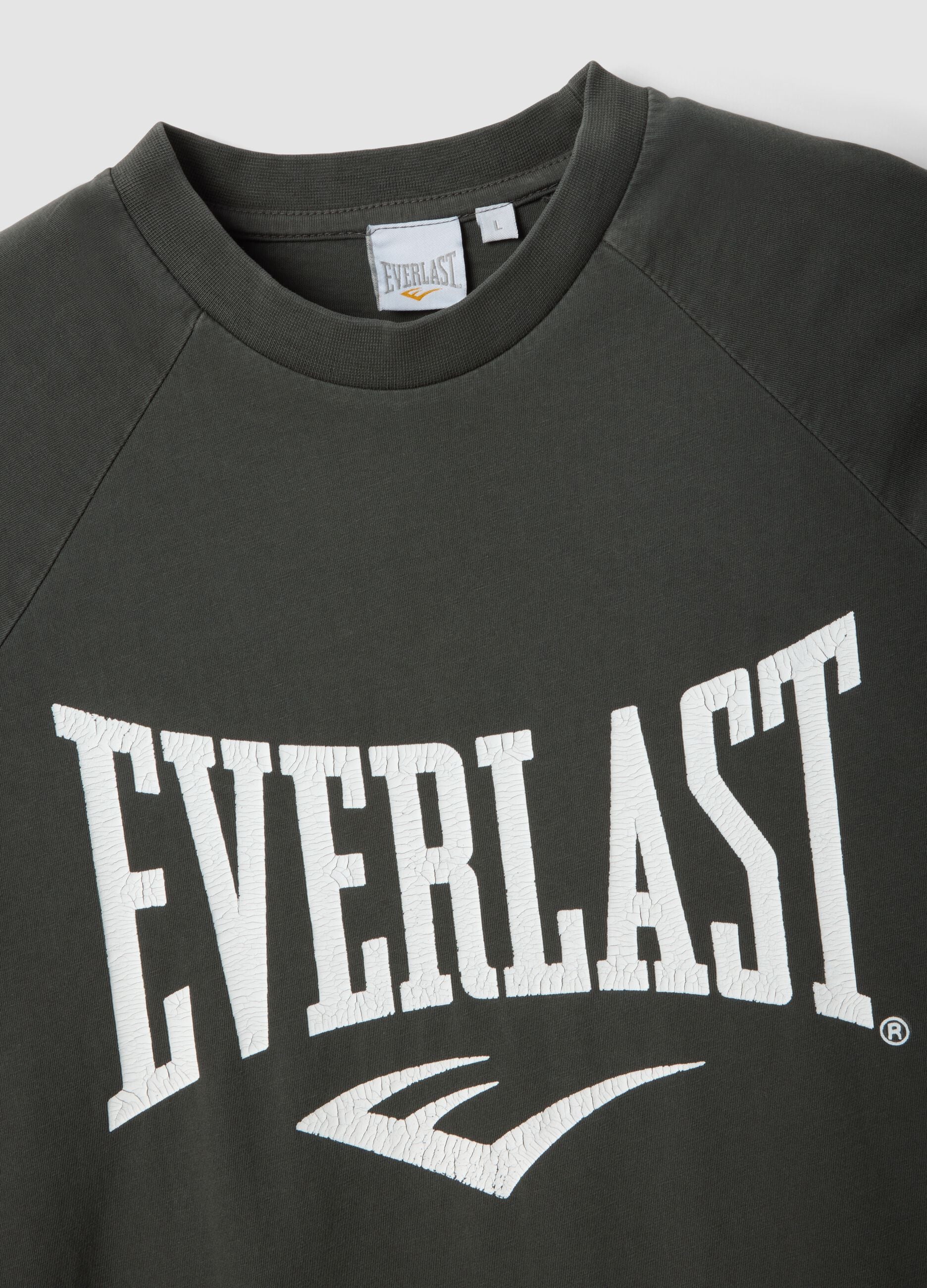 Black pure cotton regular fit t-shirt with Everlast logo