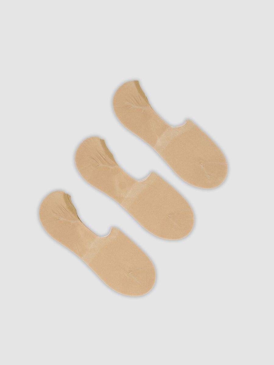 Tripack di calzini invisibili beige in cotone organico elasticizzato_0