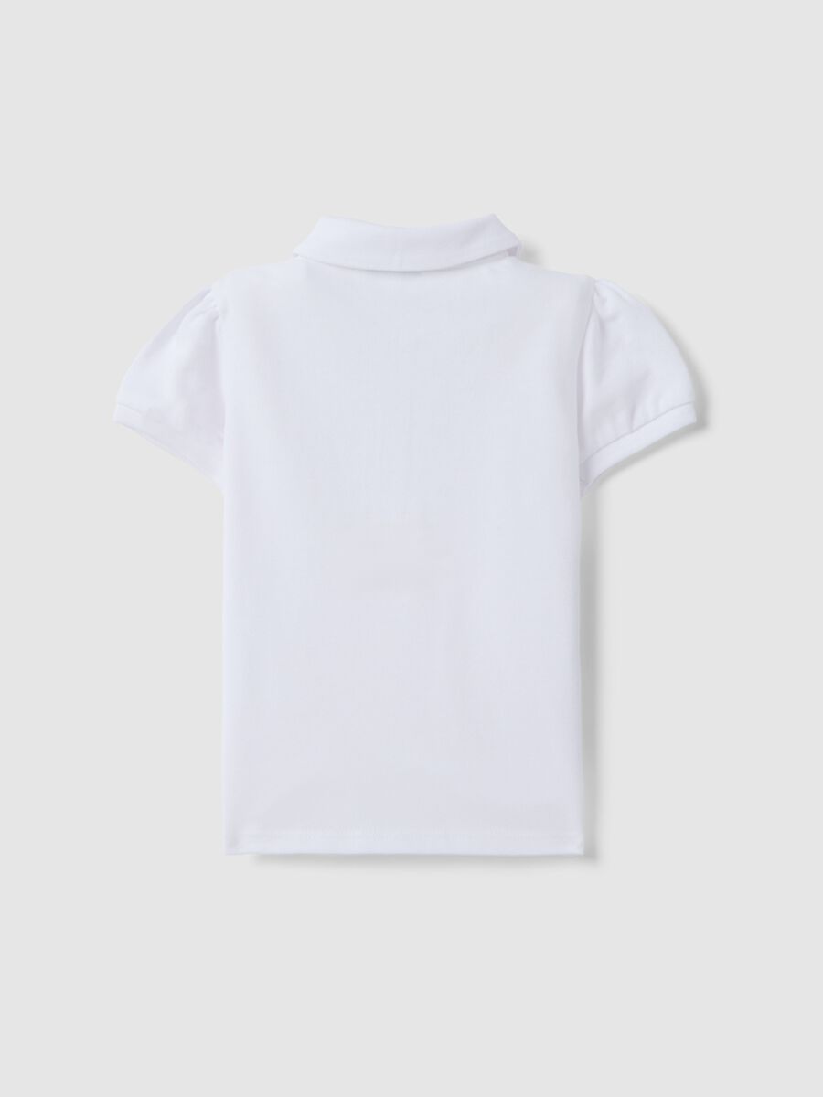 White pure cotton girl's polo regular fit with ruffles_1