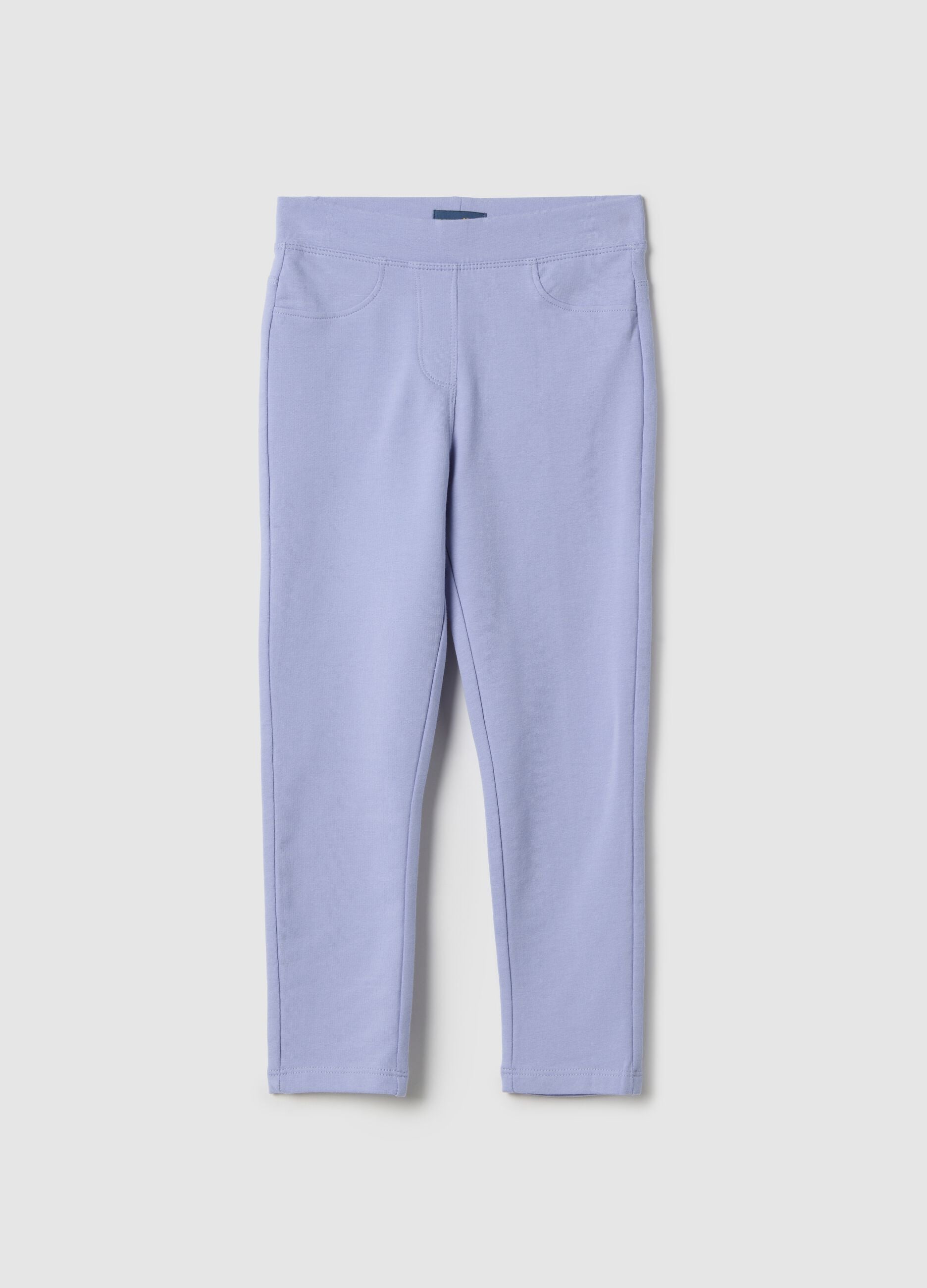 Girls' Slim Fit Purple Stretch Cotton Treggings