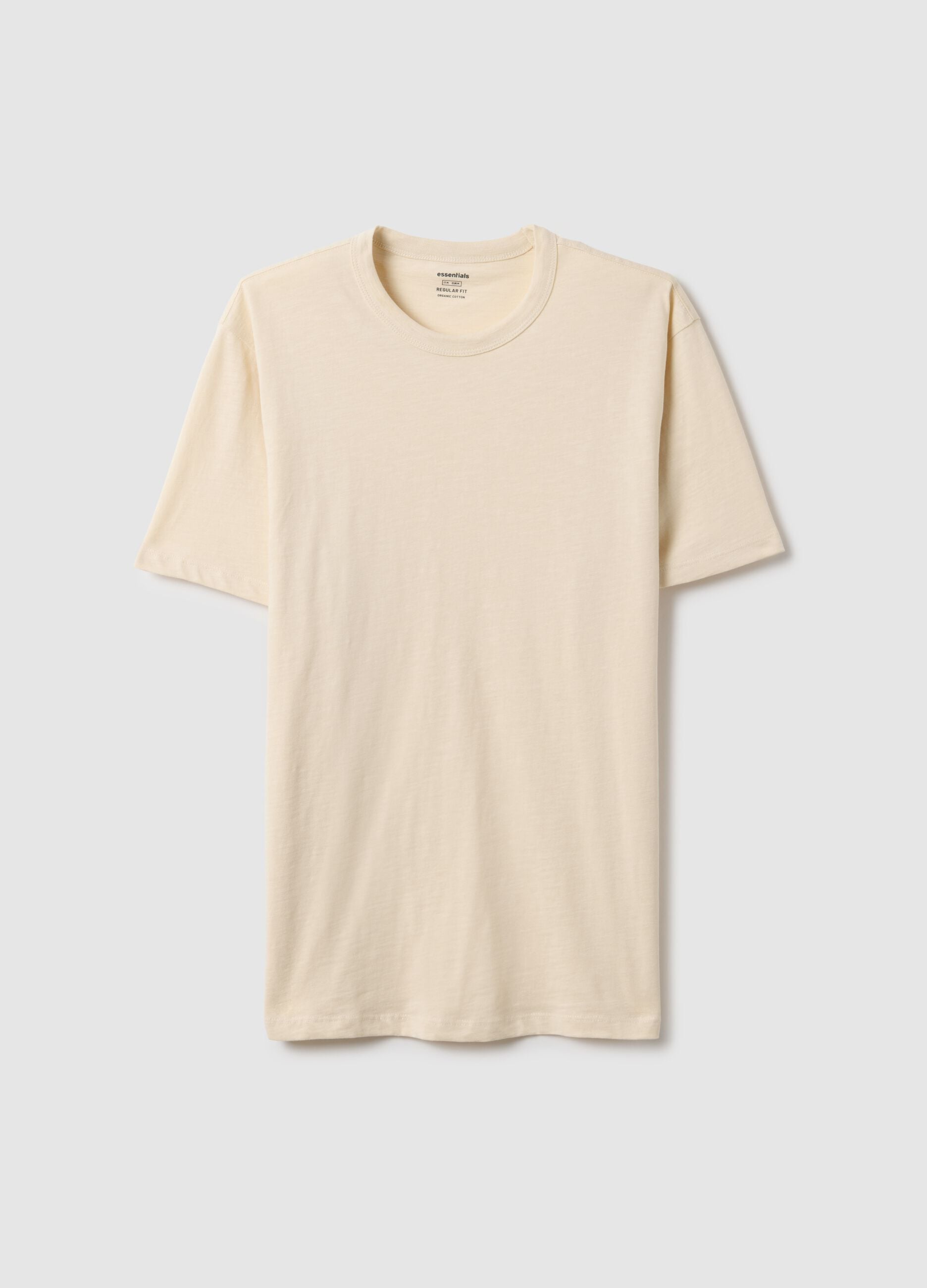 Beige short-sleeved pure cotton regular fit T-shirt