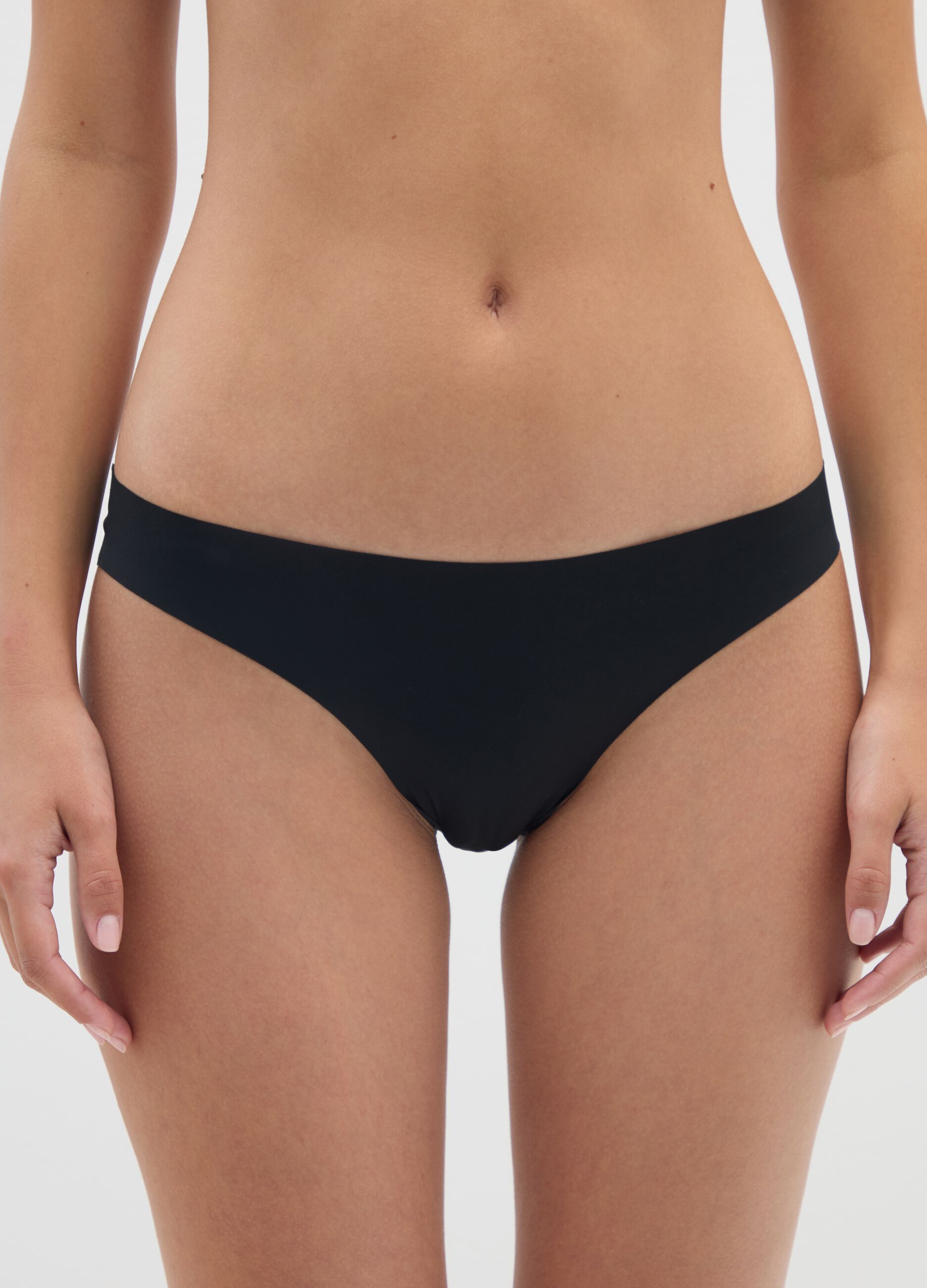 Black stretch fabric briefs