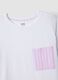 White pure cotton nightshirt with striped chest pocket_5