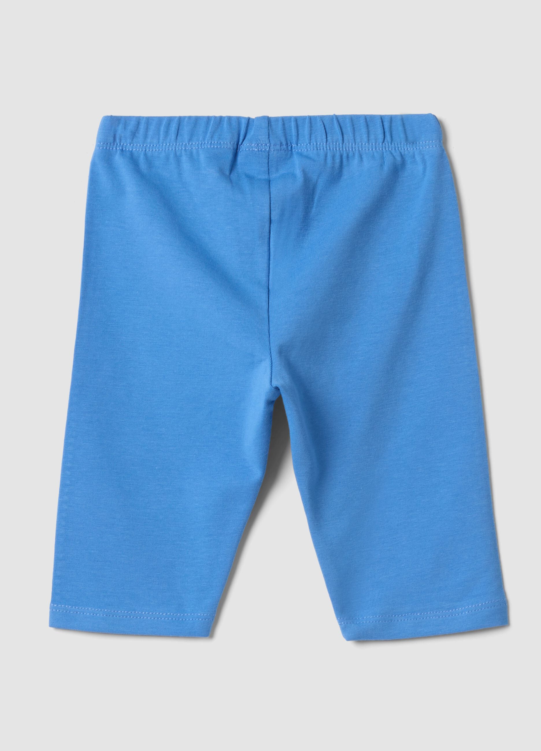 Girls&rsquo; slim-fit sky-blue organic stretch-cotton leggings