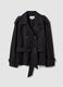 Black double-breasted lightweight jacket regular fit with belt_4