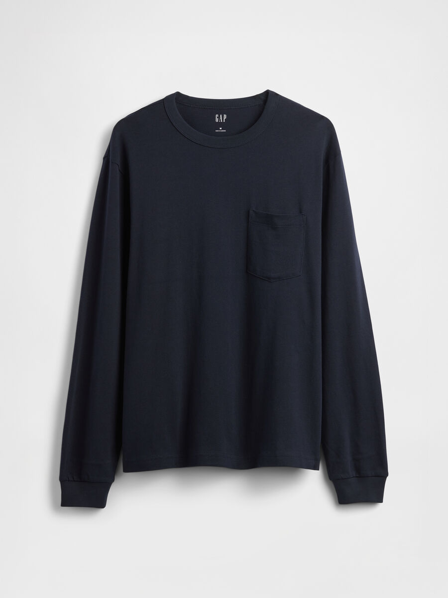 Blue long-sleeve cotton shirt_4