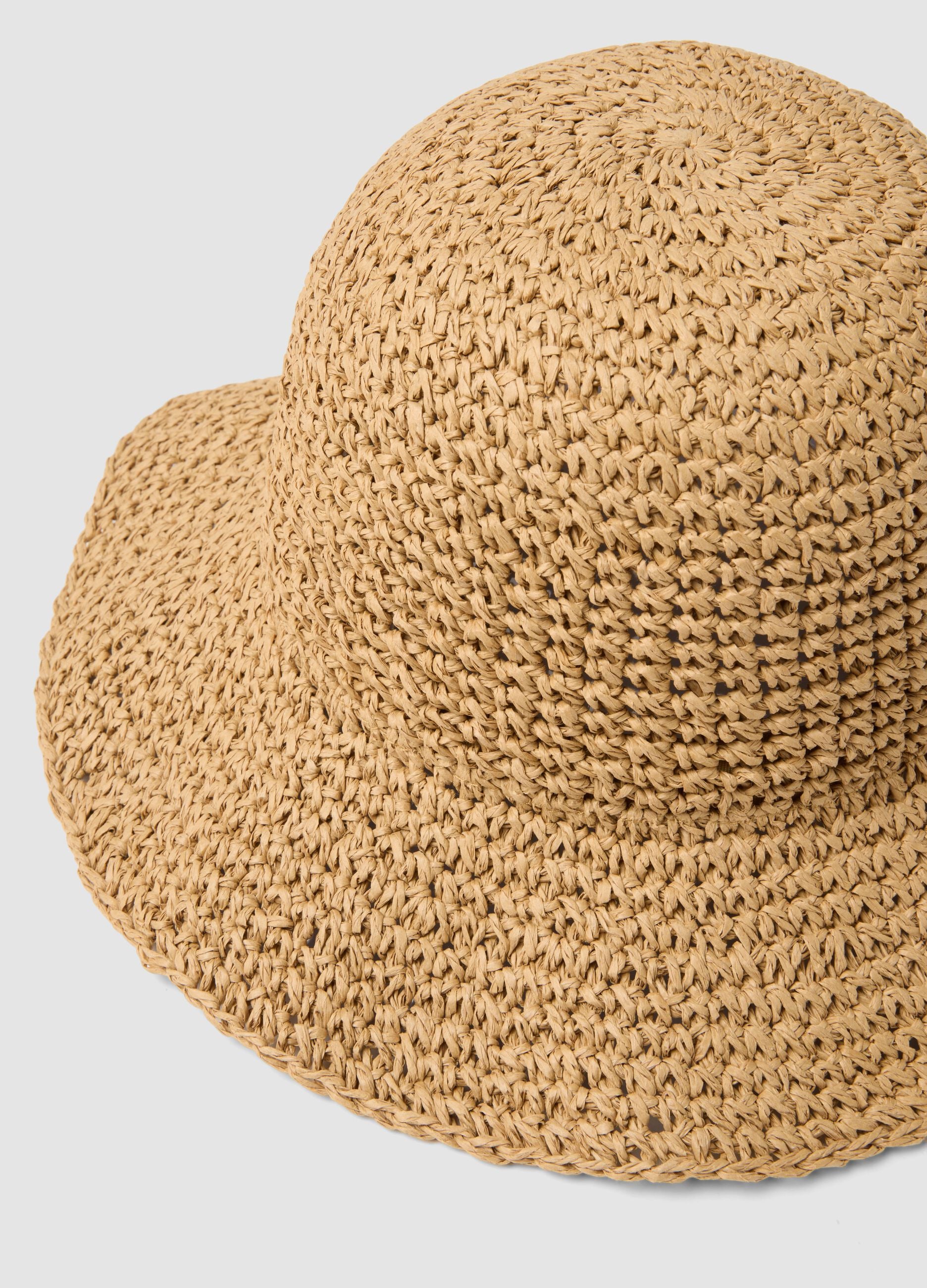 Beige paper fabric cloche hat