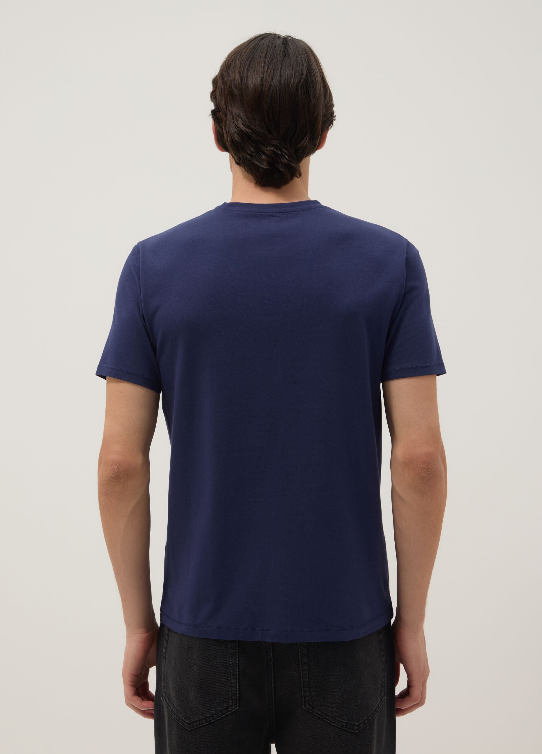 Blue Slim Fit Stretch Cotton T-Shirt