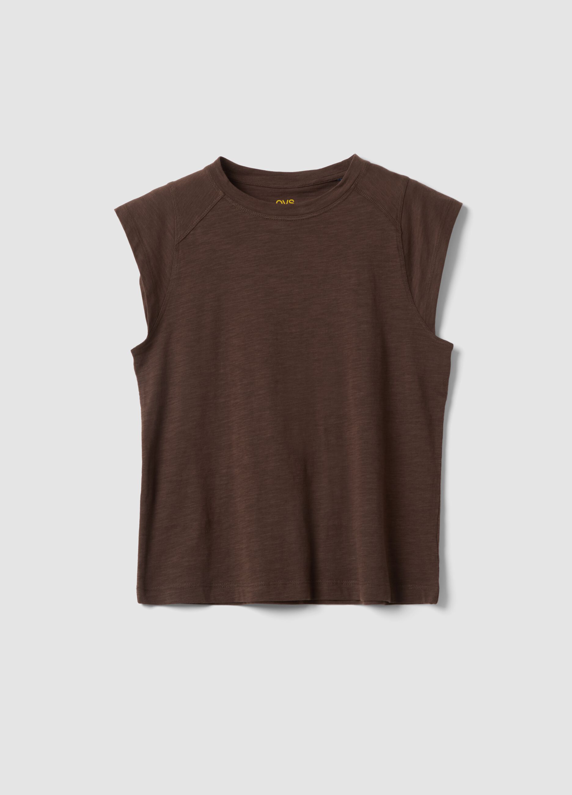 Brown regular fit pure cotton short sleeve T-shirt