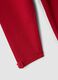 Red stretch organic cotton leggings with bow details for baby girl_3