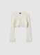 Girl's white pure cotton cardigan with regular fit, knit_3