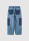 Multicoloured pure cotton denim cargo joggers for children with relaxed fit_1