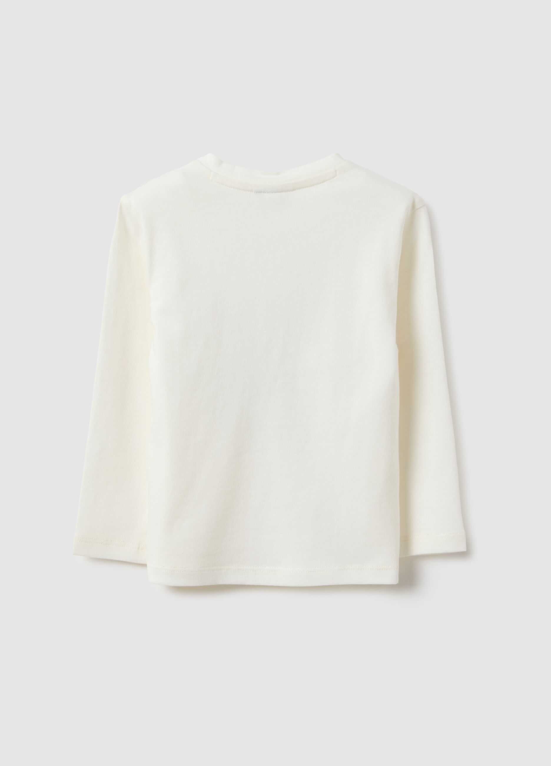 White pure cotton T-shirt regular fit with prints for boy