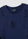 Blue pure cotton T-shirt with openwork embroidery, regular fit_5