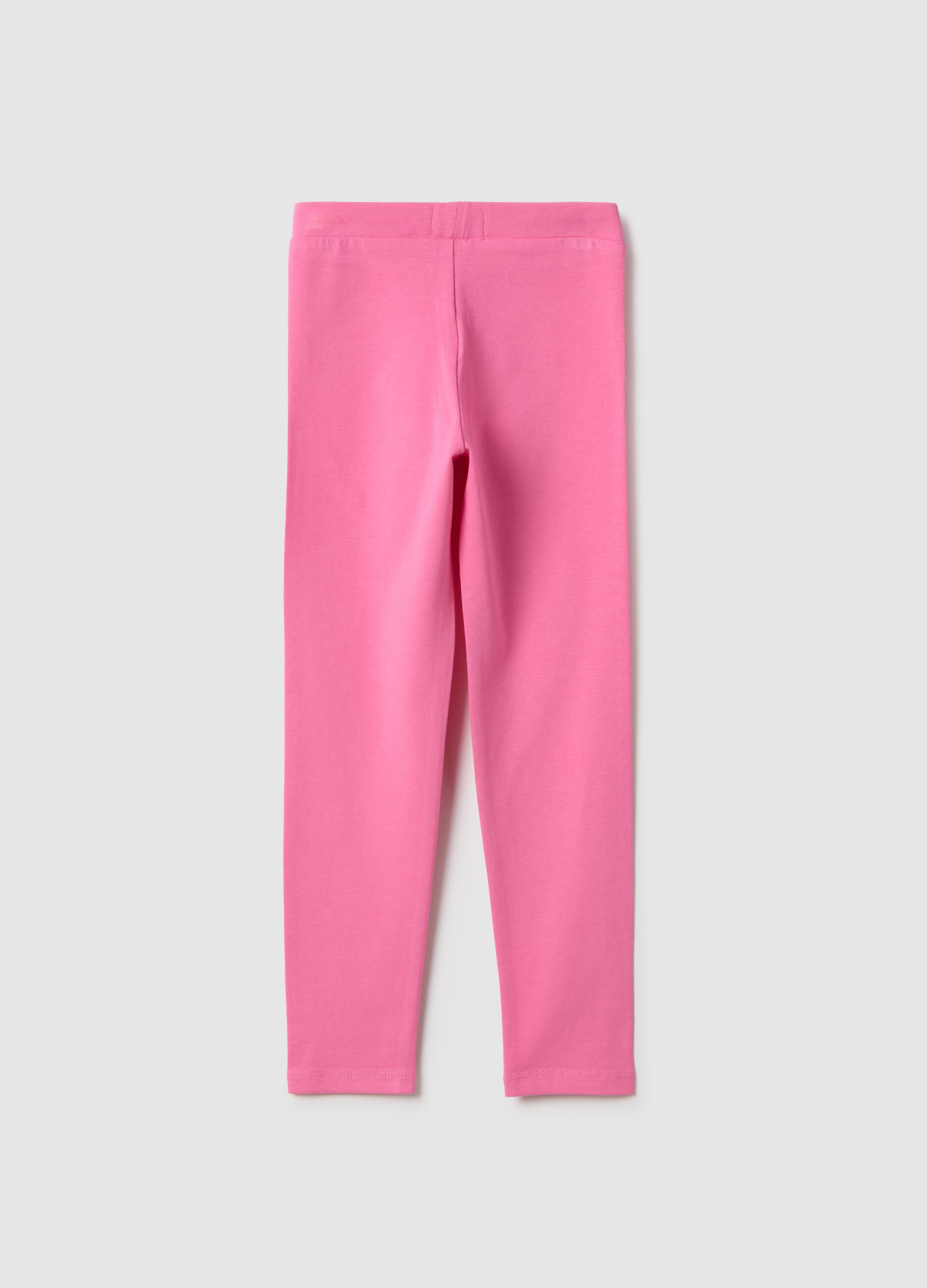 Girls' pink stretch cotton skinny leggings