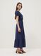 Long blue pure-viscose dress with wrap V-neck, regular fit_0