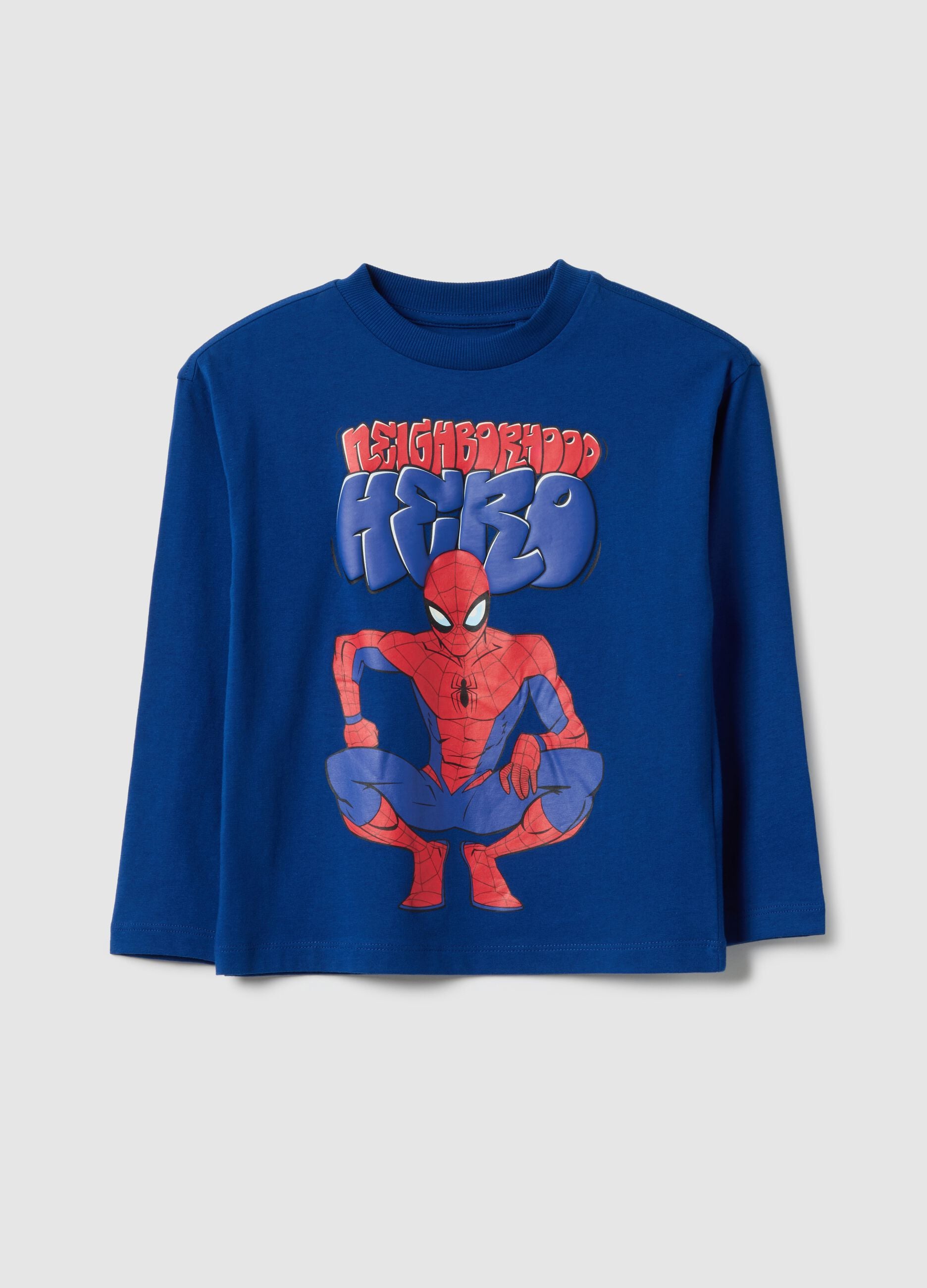 Children's long sleeve blue T-shirt in pure cotton, oversized fit