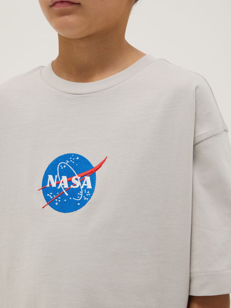 Grey pure cotton oversized boys' t-shirt with logo_2