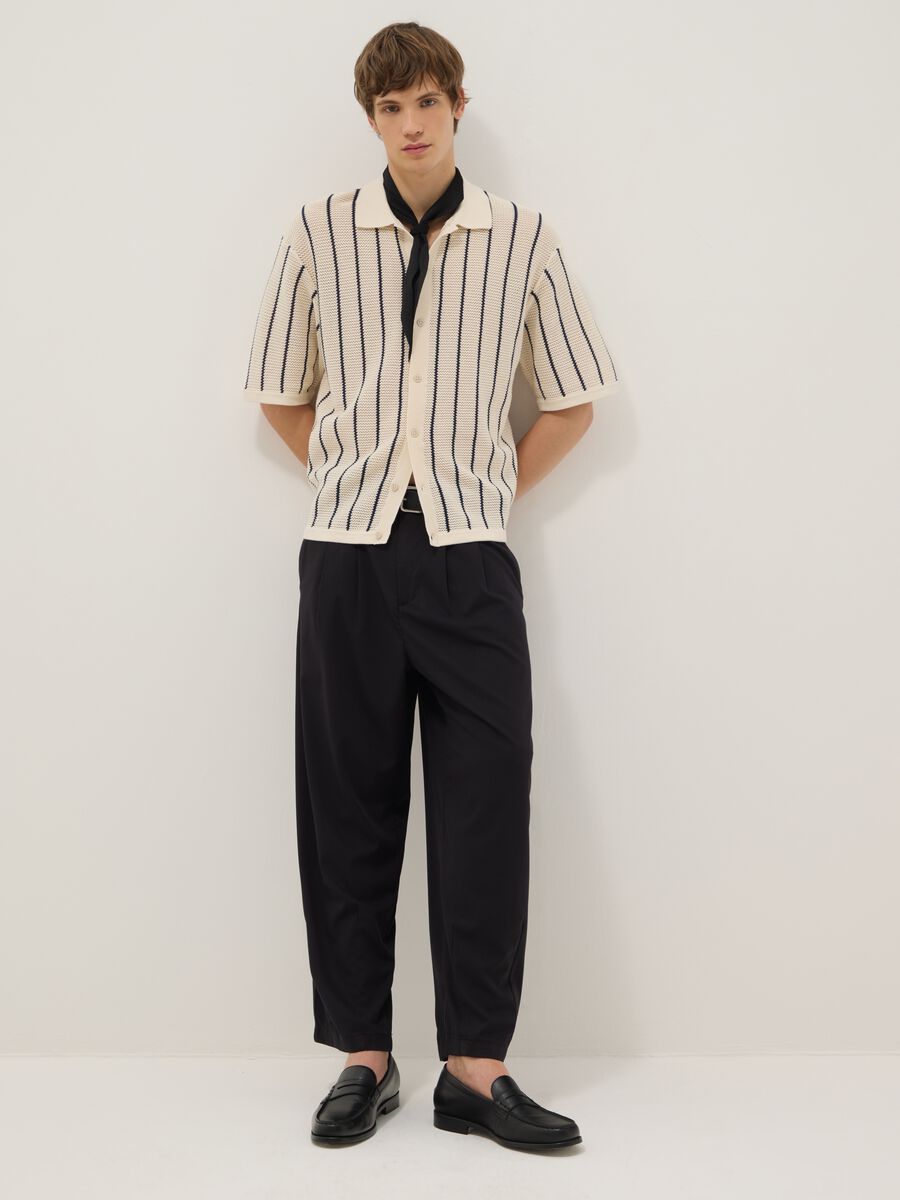 Multicolour striped pure cotton polo with bowling collar, regular fit_3