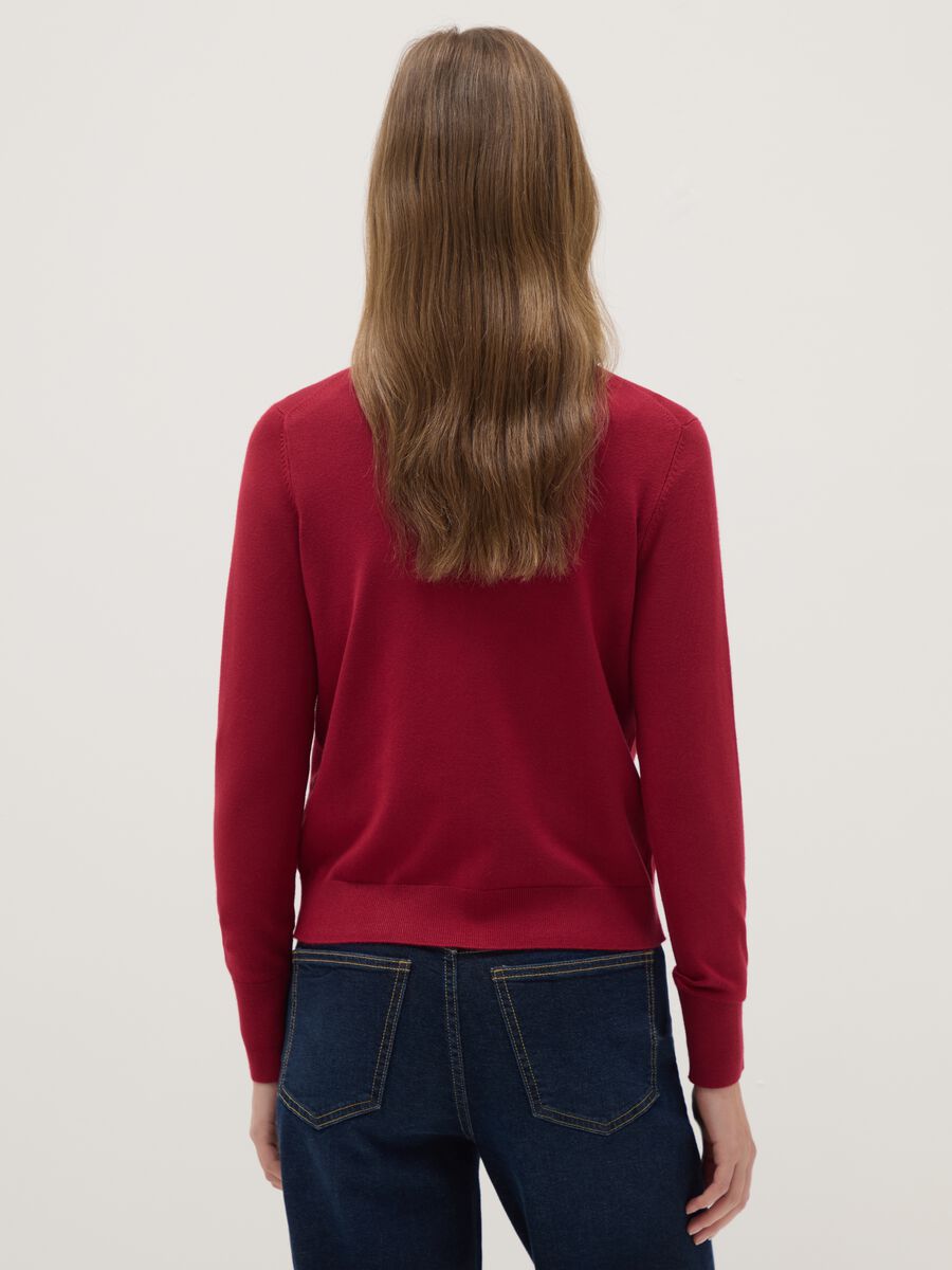 Cardigan girocollo rosso regular fit_2