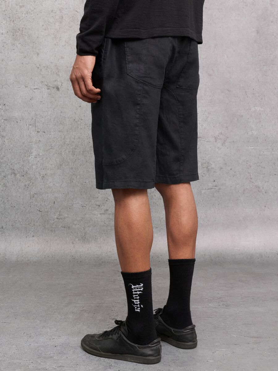 100% Linen Shorts Black_3