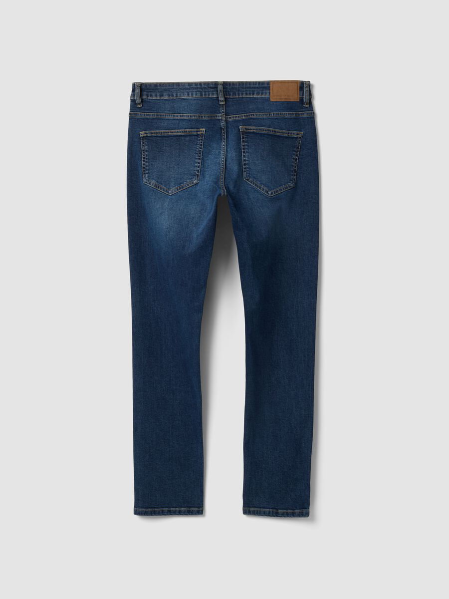 Blue slim-fit stretch cotton jeans_1