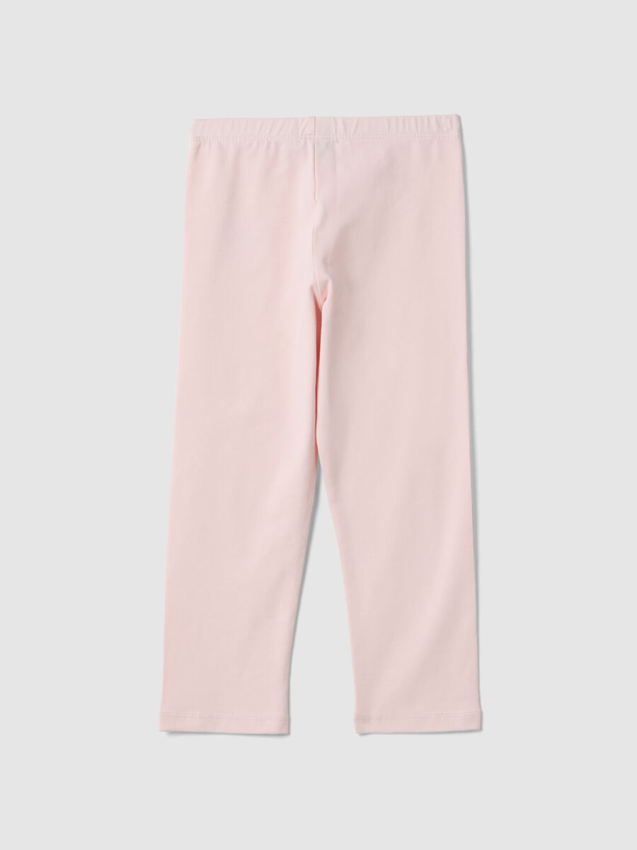 Girls' pink elasticated cotton leggings slim fit with heart_1