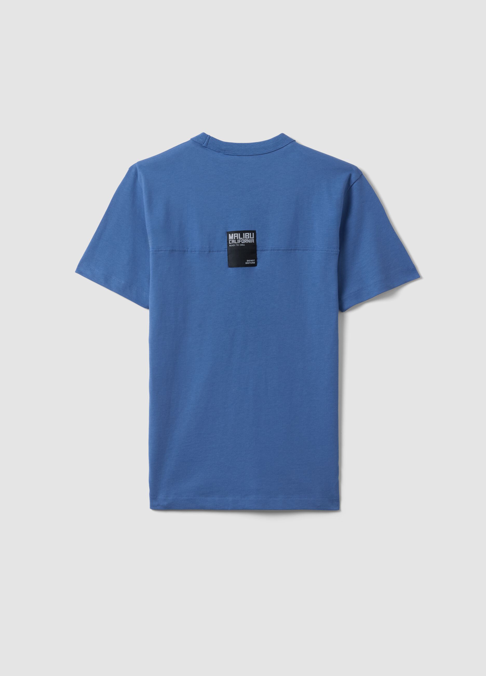 Boys' Regular Fit Blue Cotton T-Shirt with Print