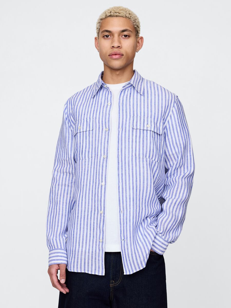 Oversized Light Blue and White Striped Shirt_0