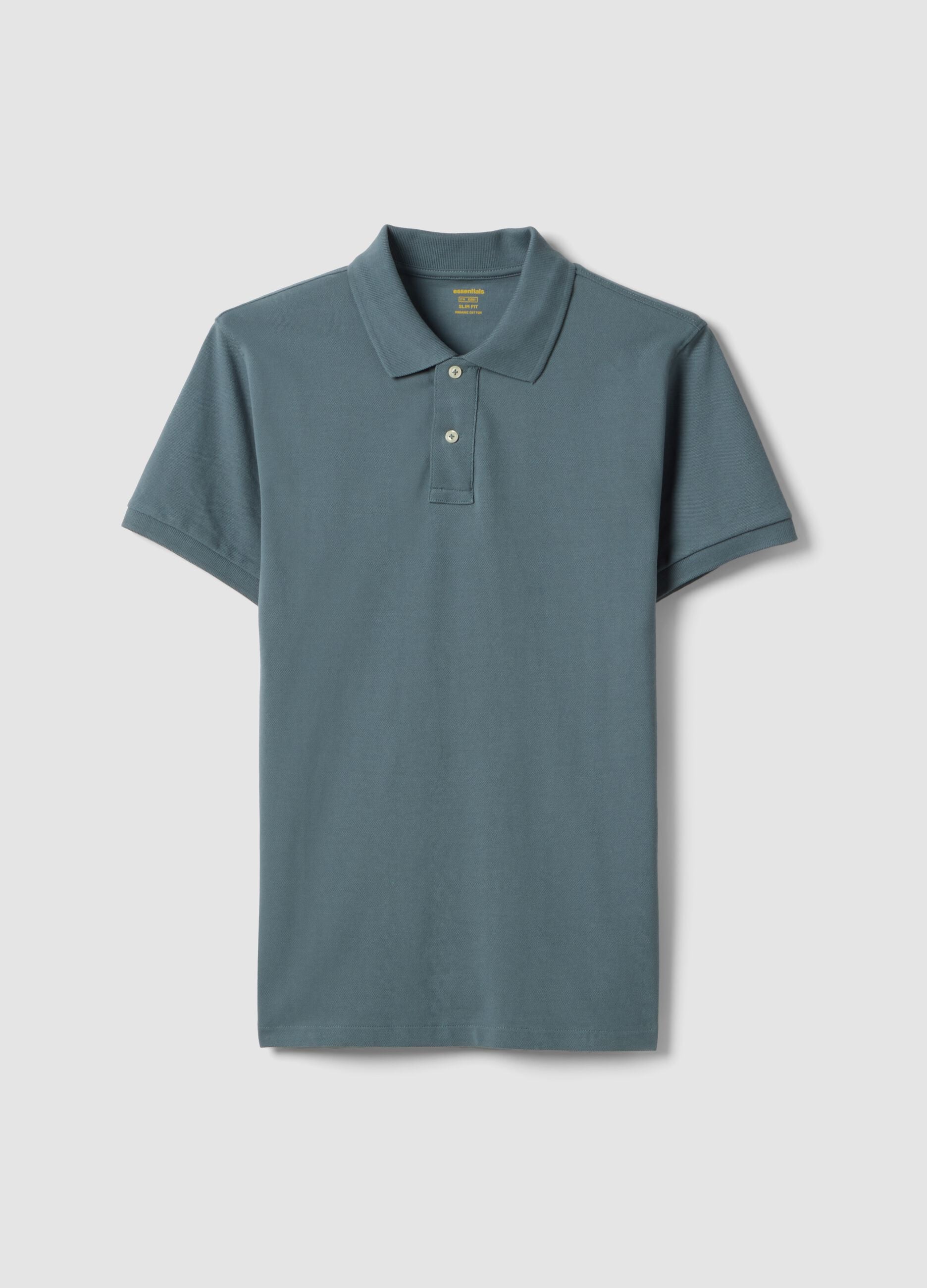 Slim fit grey pure cotton polo