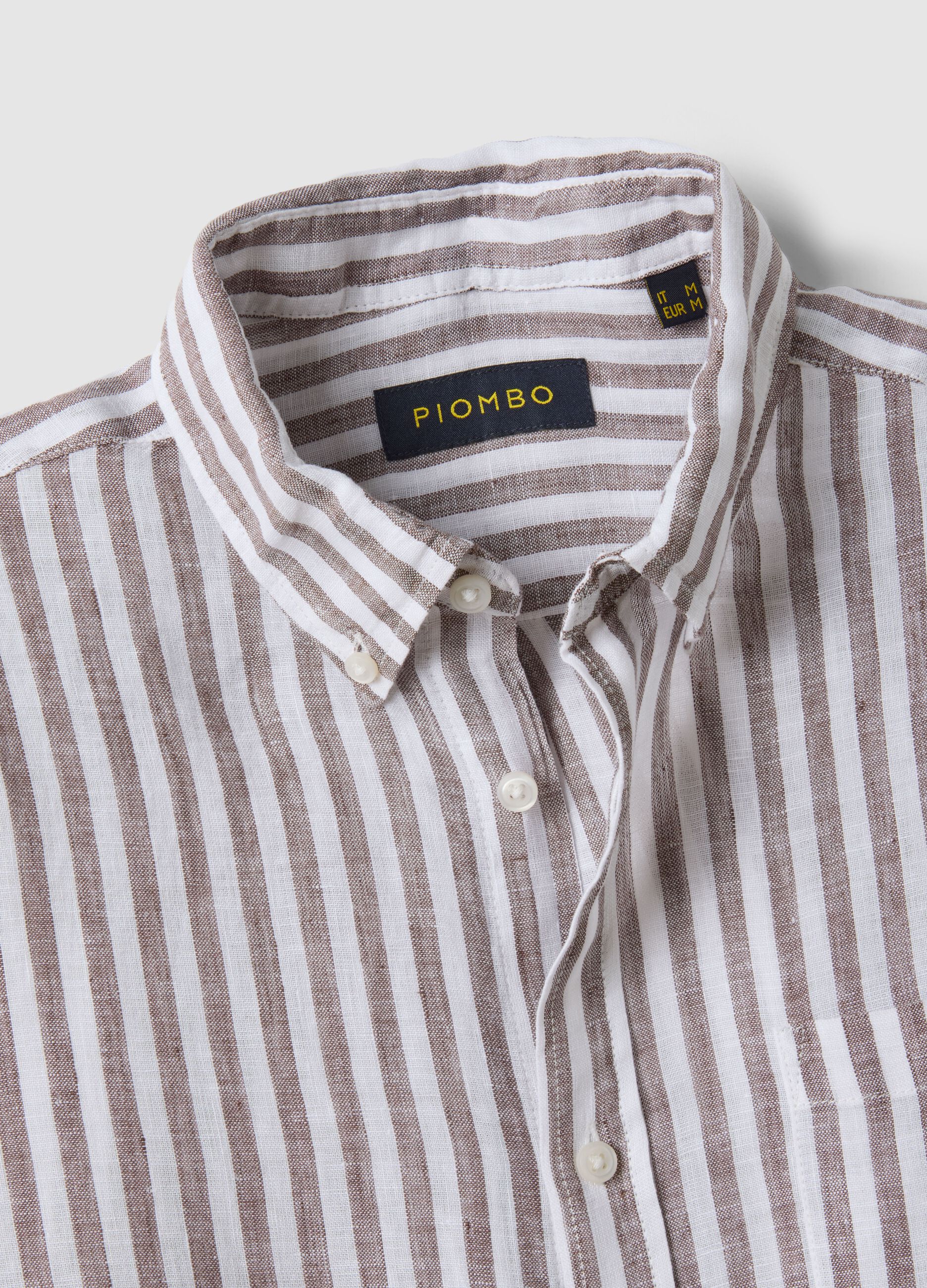 Long-sleeve pure linen multicolour striped shirt regular fit