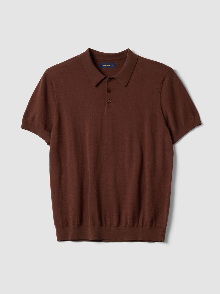 Polo in misto cotone, lino e seta marrone regular fit_4