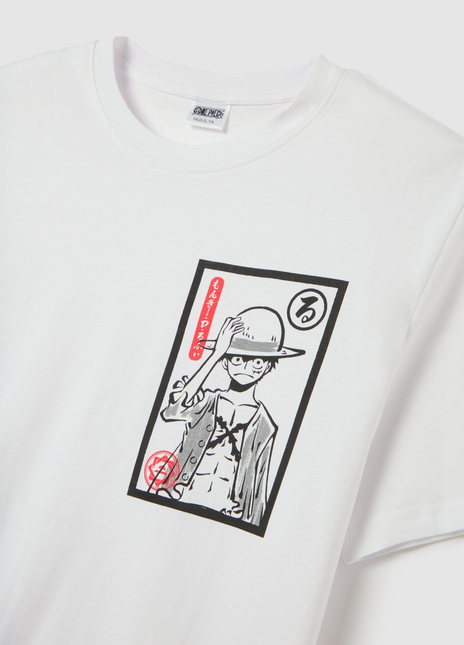 Men&rsquo;s white regular-fit T-shirt in 100% cotton with black print