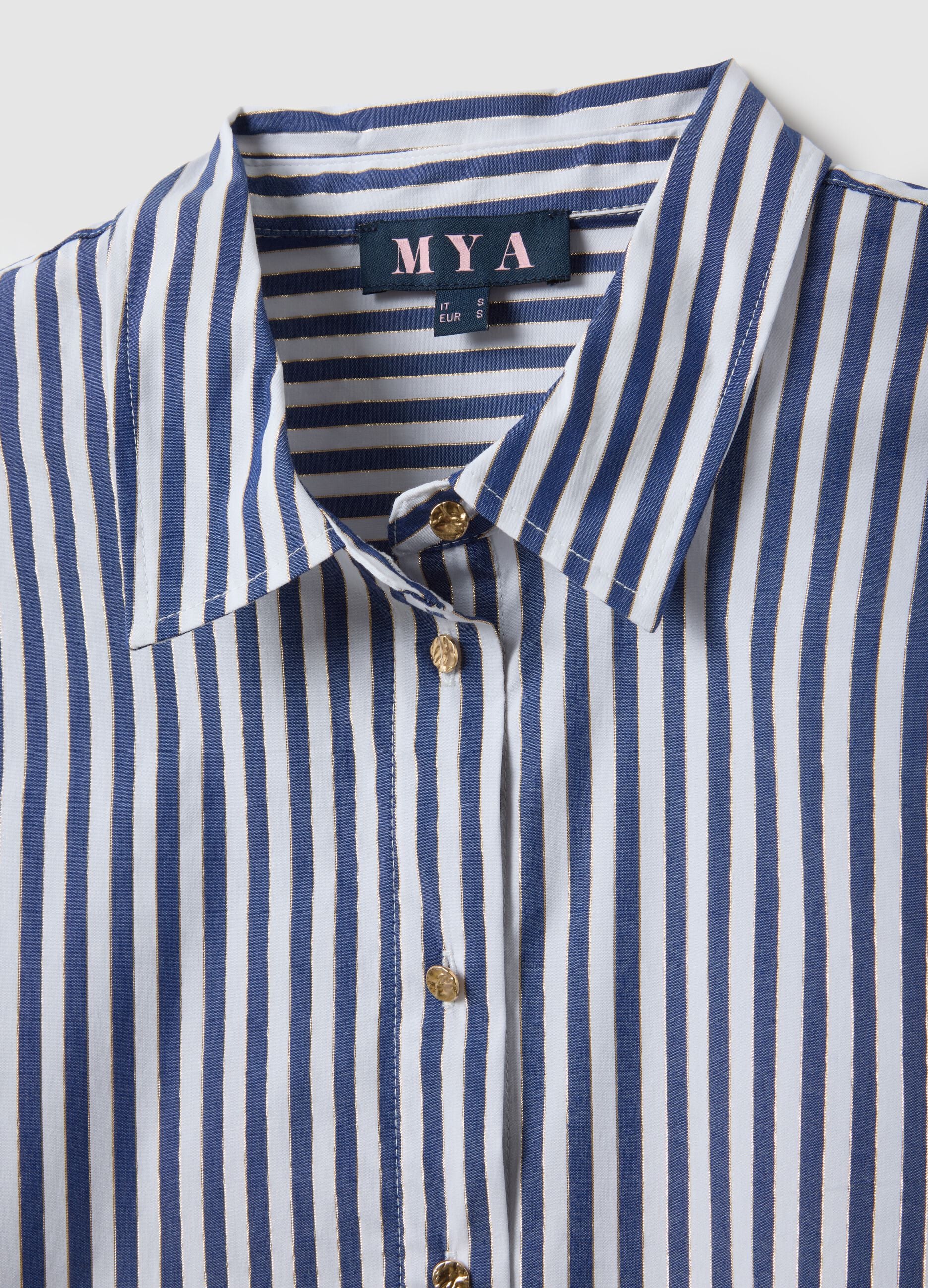 Multicoloured stripe cotton blend shirt regular fit with buttons