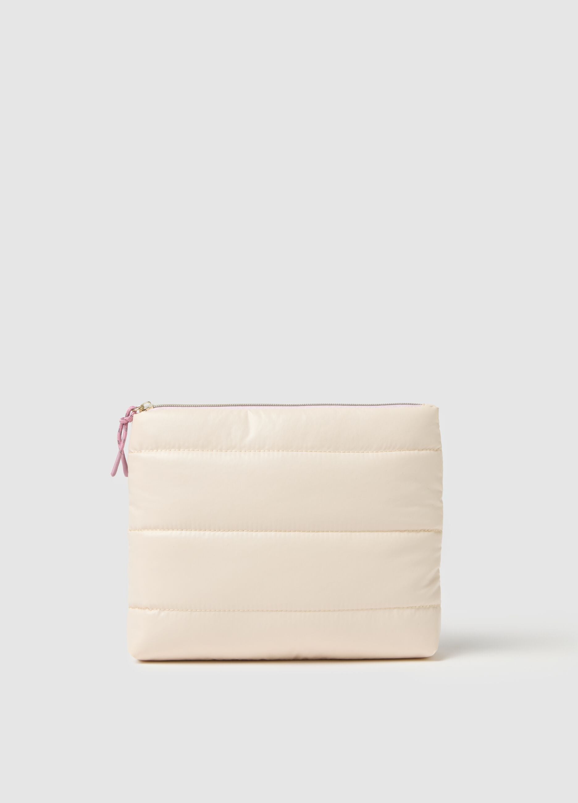Beige Zip Clutch