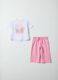 Multicolour cotton blend t-shirt and trousers set for regular fit girls_0