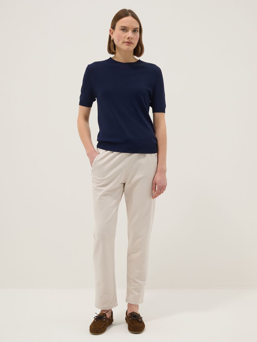 Beige stretch cotton trousers regular fit_0