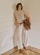 Fitted beige cotton blend mesh vest_0