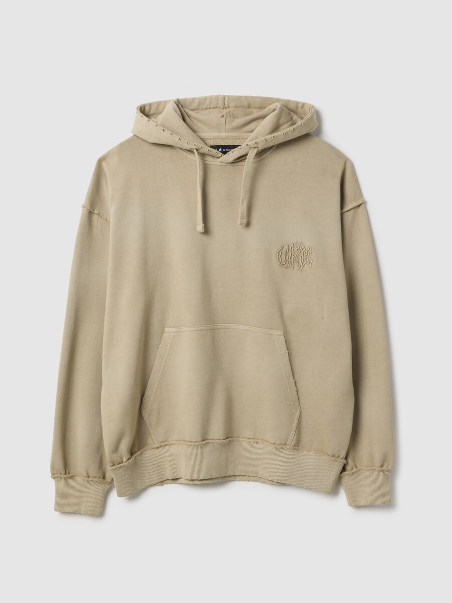 Oversized fit beige cotton blend hoodie_4