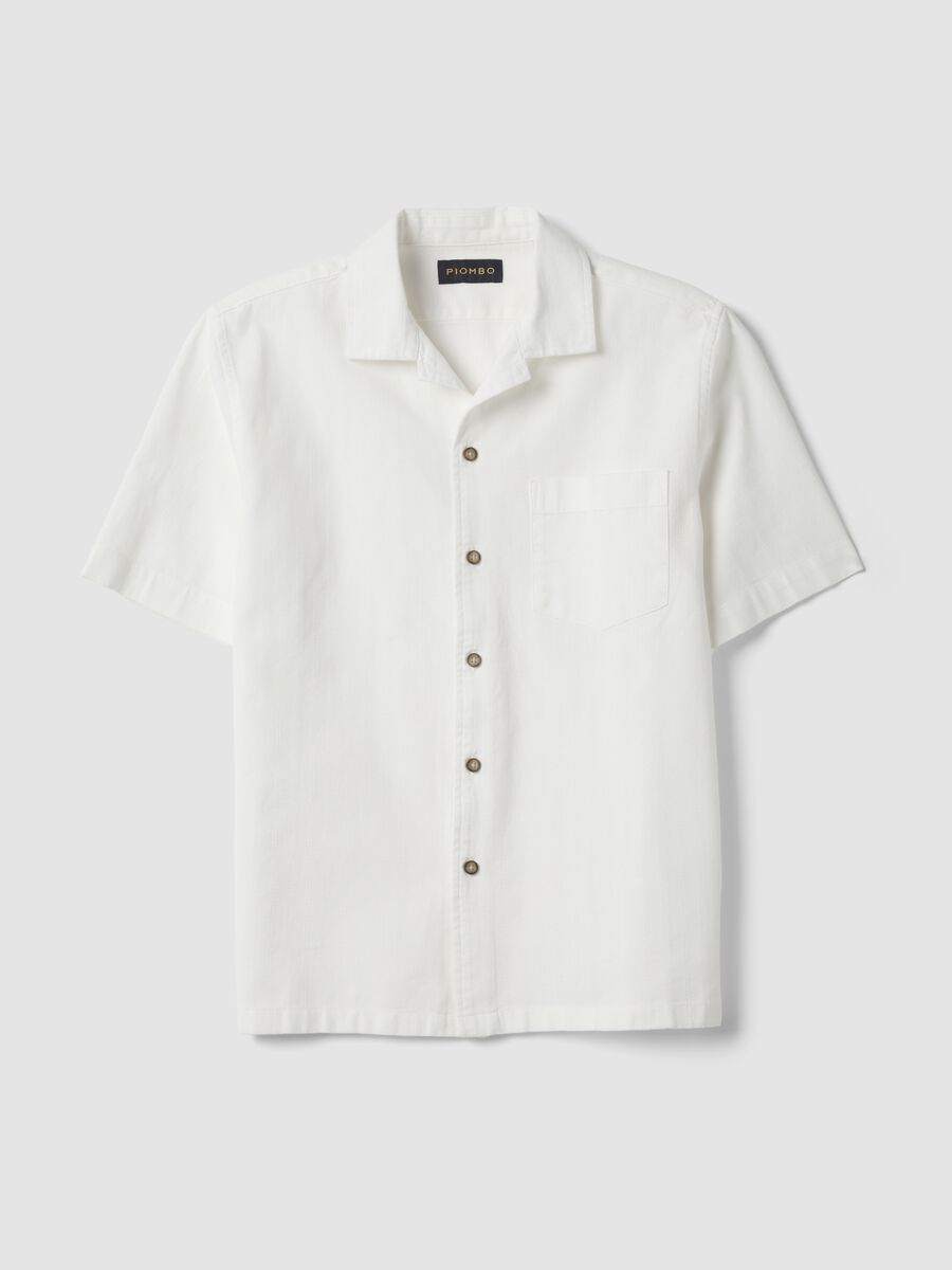 White regular-fit pure cotton shirt with stripes and chest pocket_5