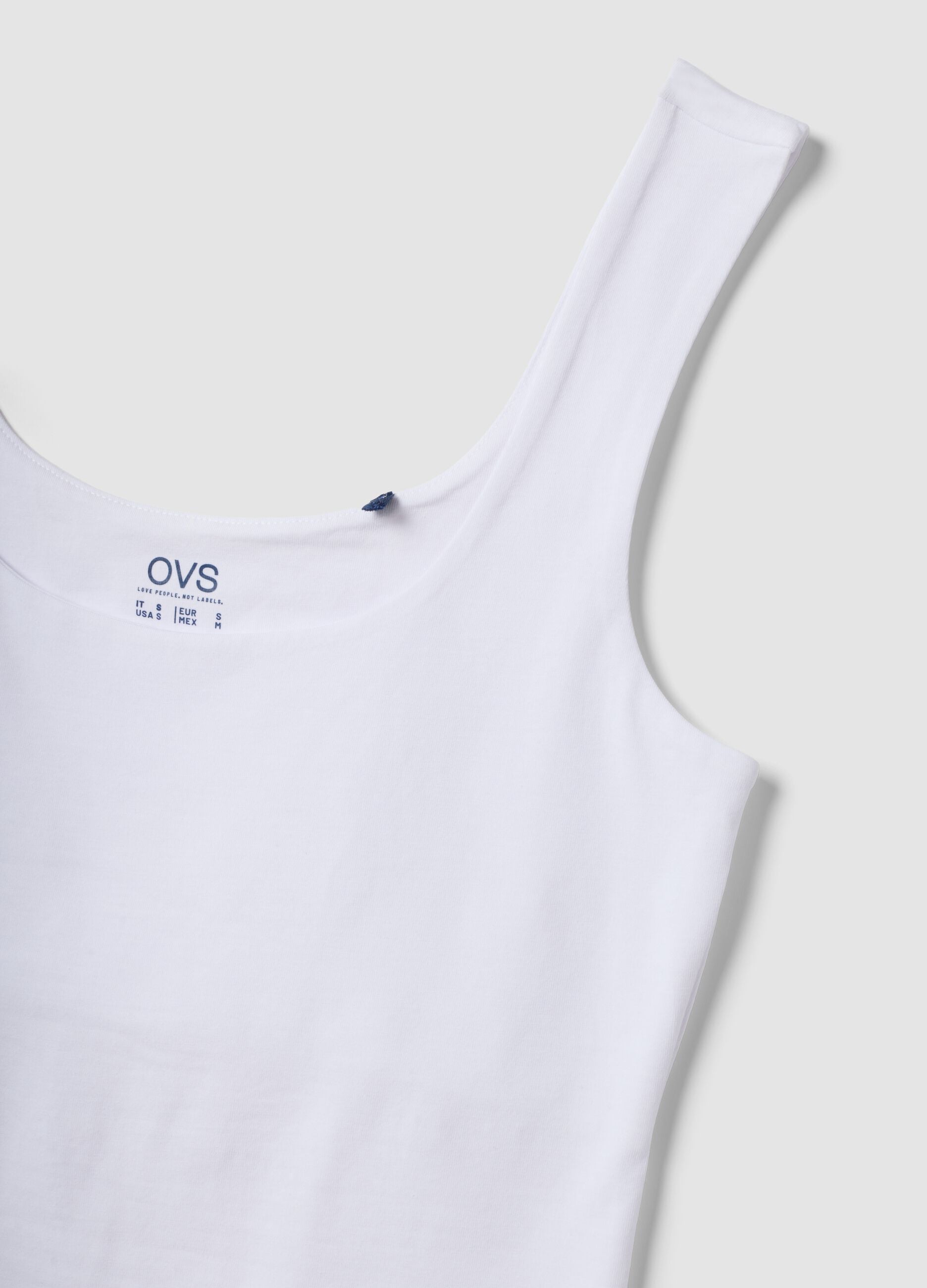 White fitted stretch-cotton tank top