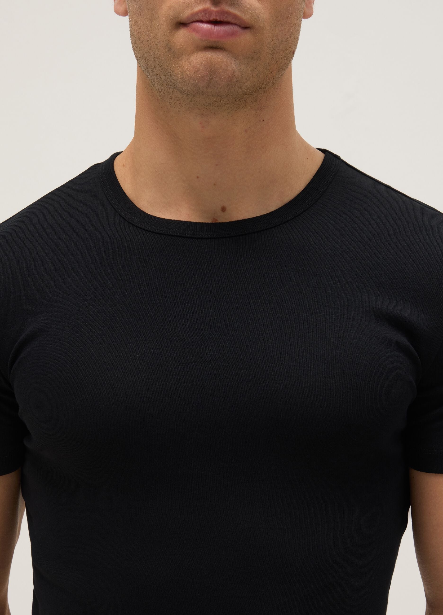 Two-Pack Black Organic Cotton Crew Neck T-shirts Regular Fit
