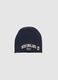 Blue cotton blend regular fit children's hat with lettering_0