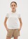 Girls&rsquo; white fitted T-shirt in stretch cotton_0