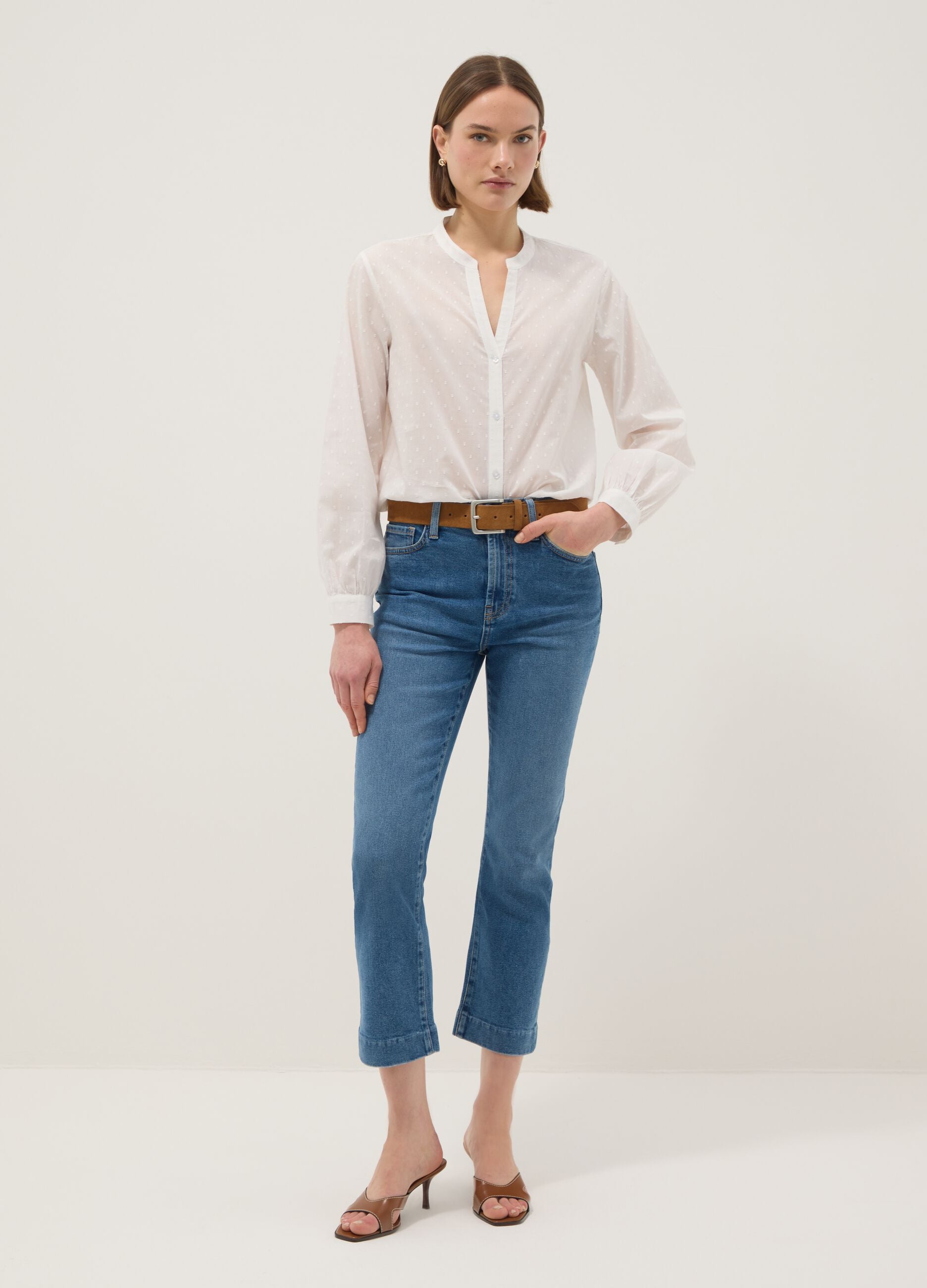 Bootcut jeans in blue stretch denim cotton