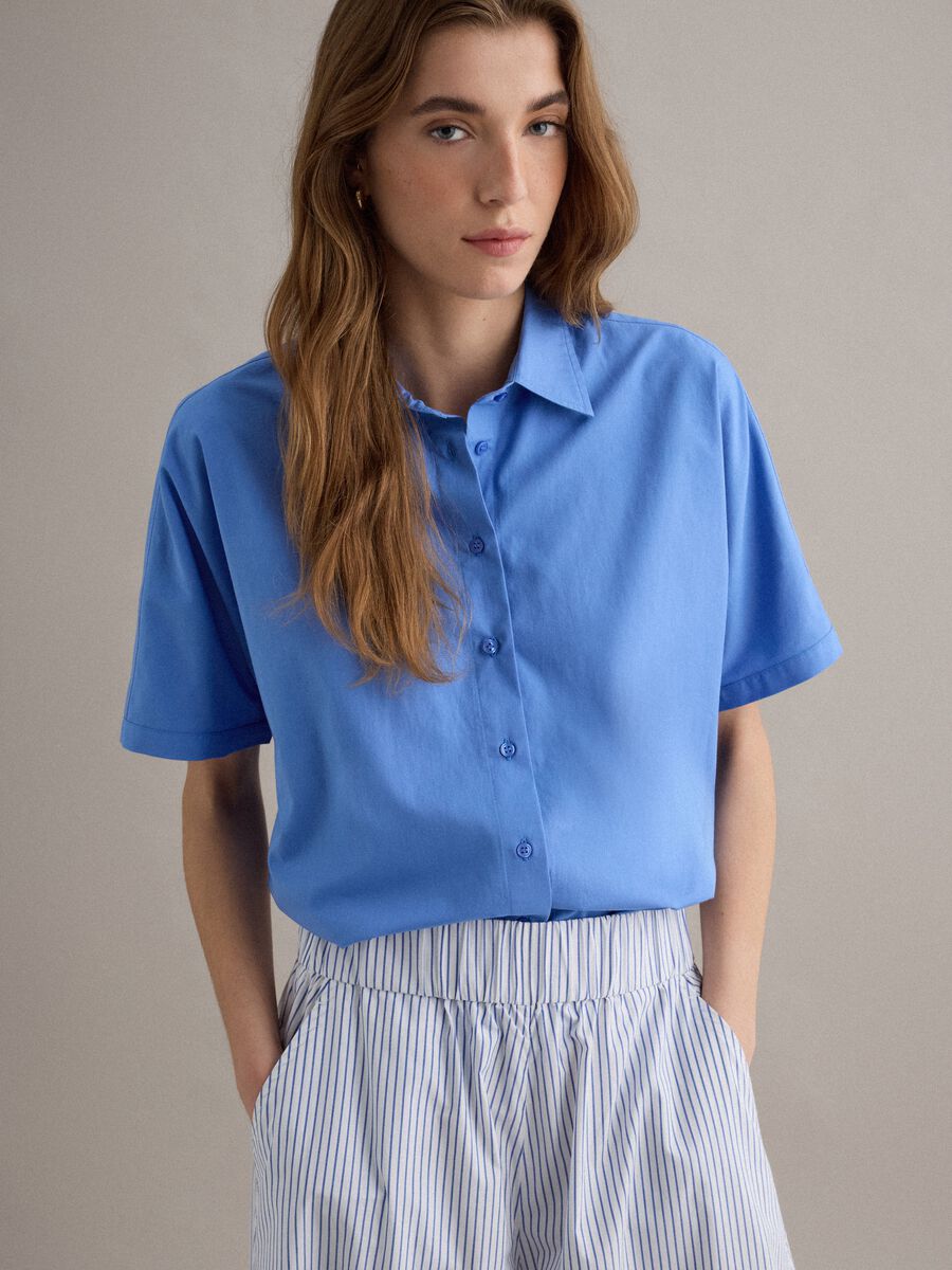 Azure pure cotton oversized fit shirt_0