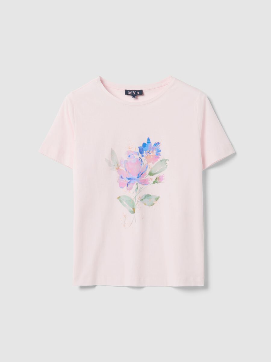 Pink short-sleeve pure cotton regular-fit printed T-shirt_4