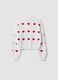 White cotton-blend jumper with openwork pattern and hearts for girls_1