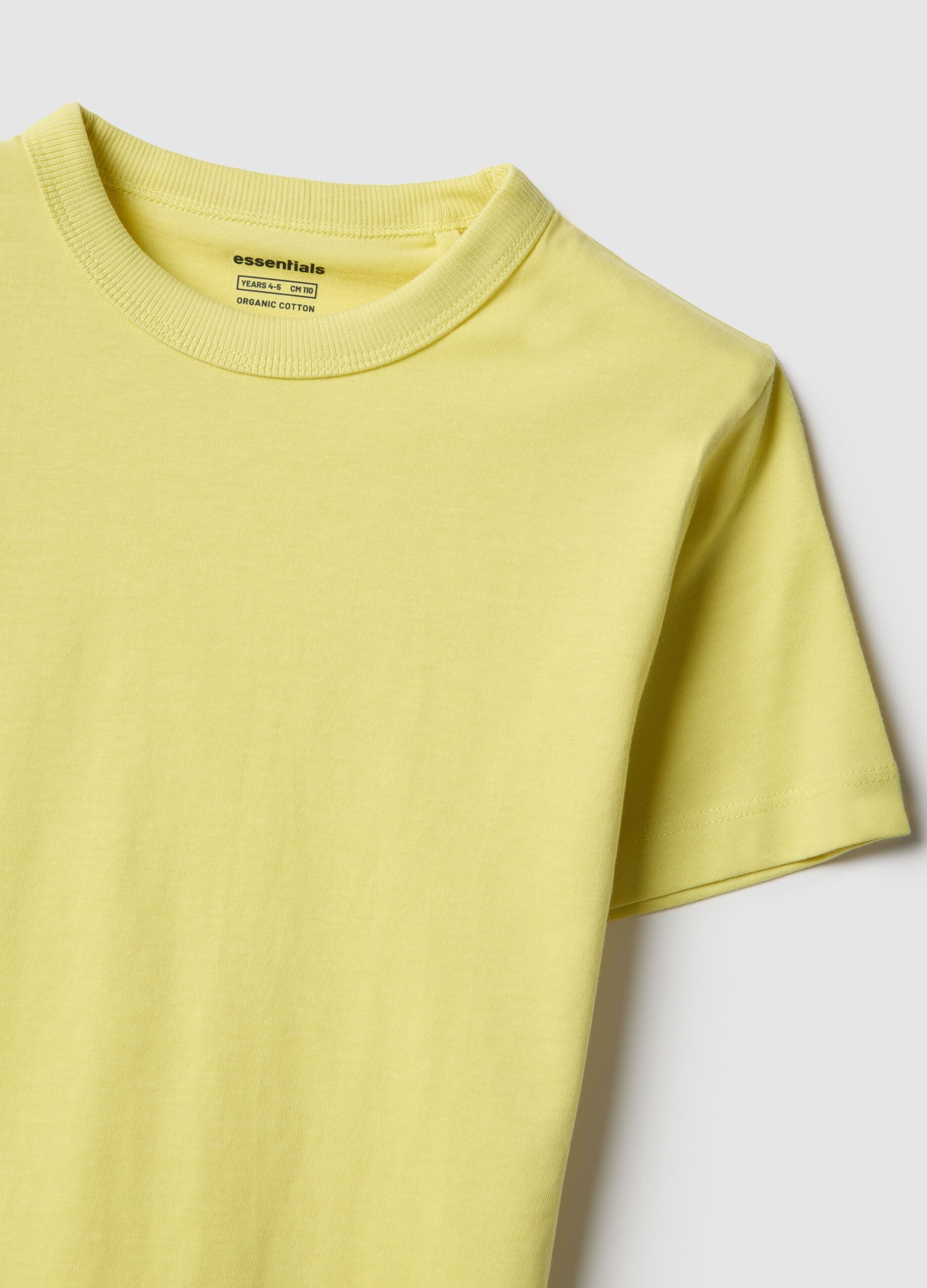 Yellow crew neck t-shirt for boys in pure cotton regular fit